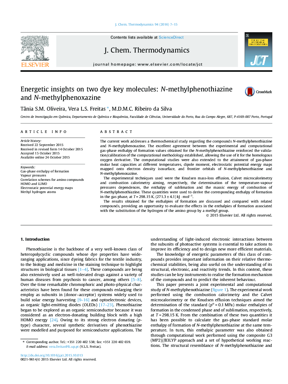 Energetic insights on two dye key molecules: N-methylphenothiazine and N-methylphenoxazine