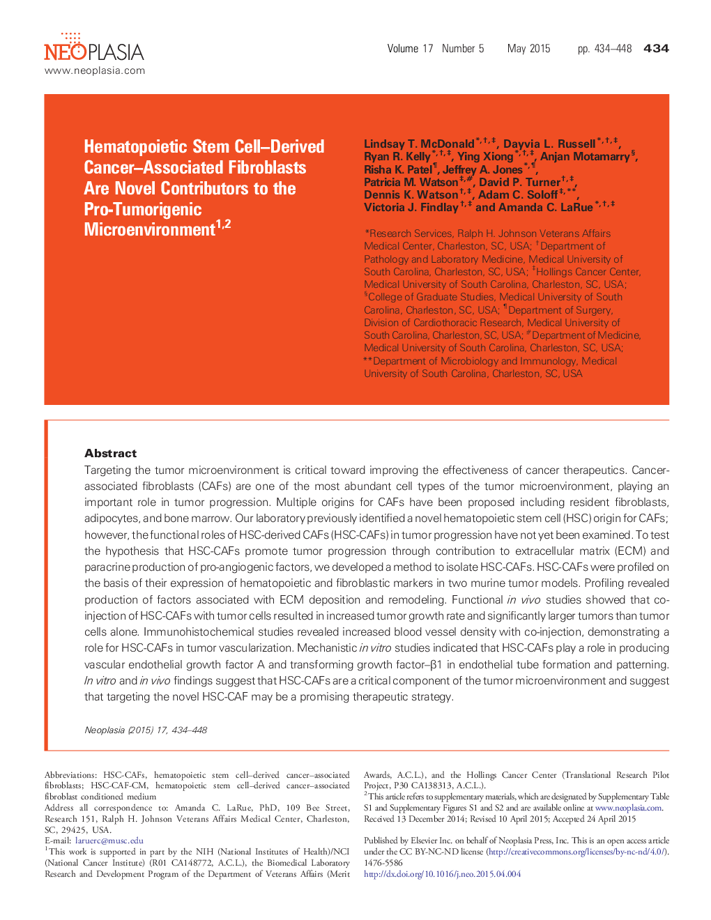 Hematopoietic Stem Cell–Derived Cancer–Associated Fibroblasts Are Novel Contributors to the Pro-Tumorigenic Microenvironment 12