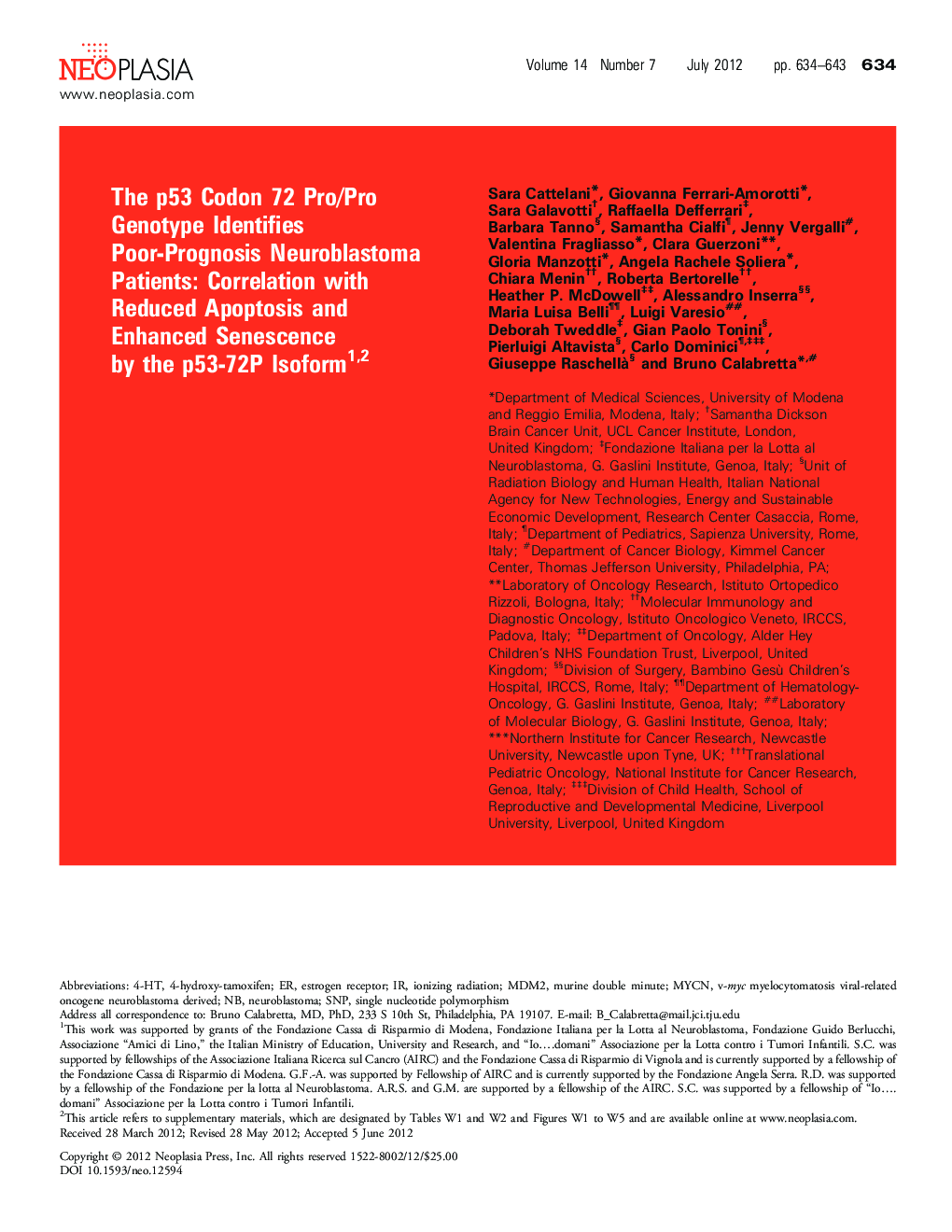 The p53 Codon 72 Pro/Pro Genotype Identifies Poor-Prognosis Neuroblastoma Patients: Correlation with Reduced Apoptosis and Enhanced Senescence by the p53-72P Isoform