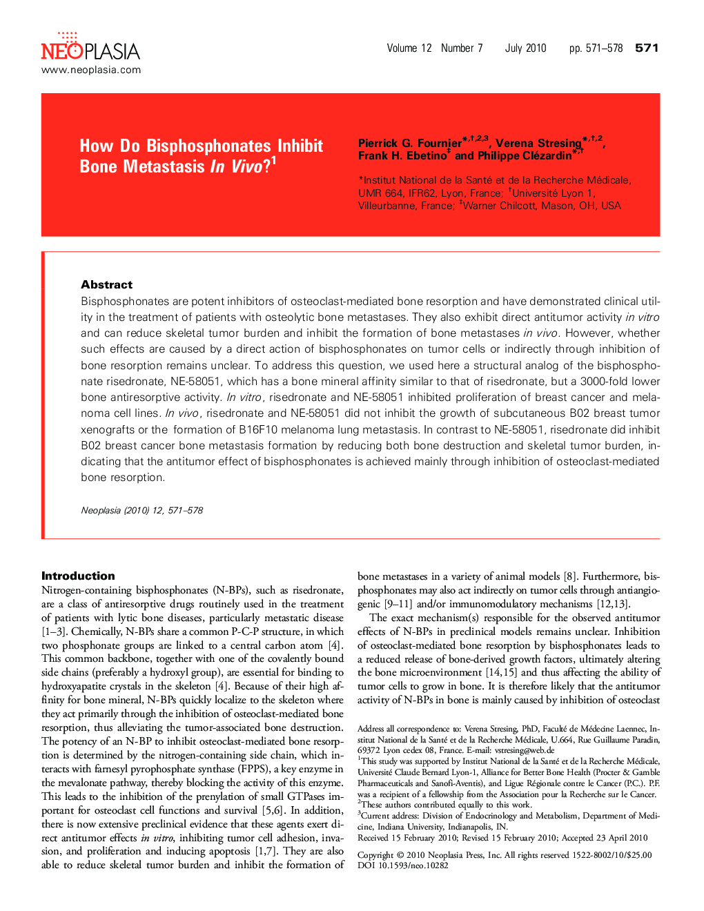 How Do Bisphosphonates Inhibit Bone Metastasis In Vivo 1