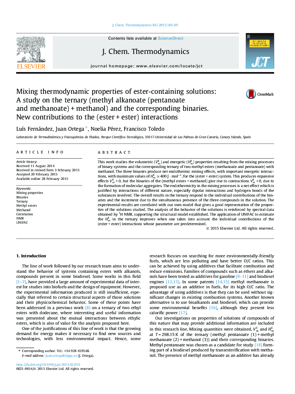 Mixing thermodynamic properties of ester-containing solutions: A study on the ternary (methyl alkanoate (pentanoate and methanoate) + methanol) and the corresponding binaries. New contributions to the (ester + ester) interactions