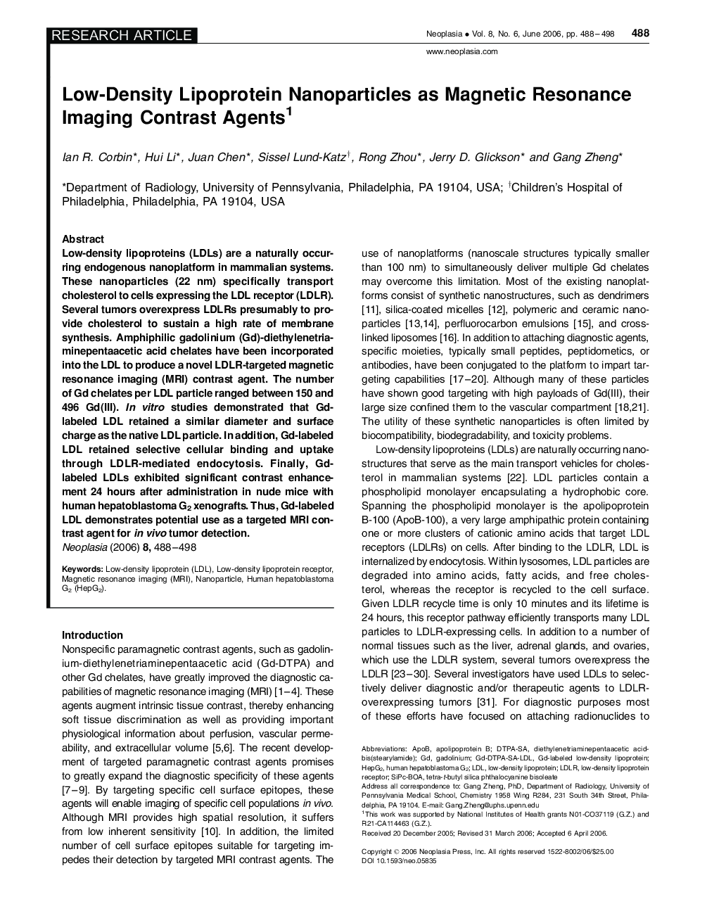 Low-Density Lipoprotein Nanoparticles as Magnetic Resonance Imaging Contrast Agents