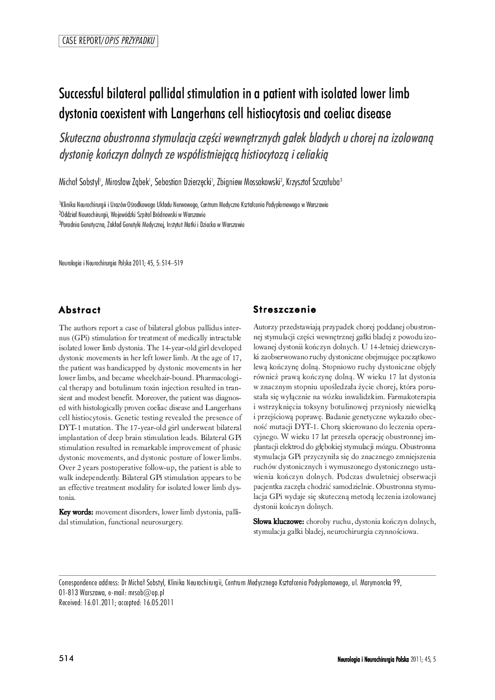 Successful bilateral pallidal stimulation in a patient with isolated lower limb dystonia coexistent with Langerhans cell histiocytosis and coeliac disease