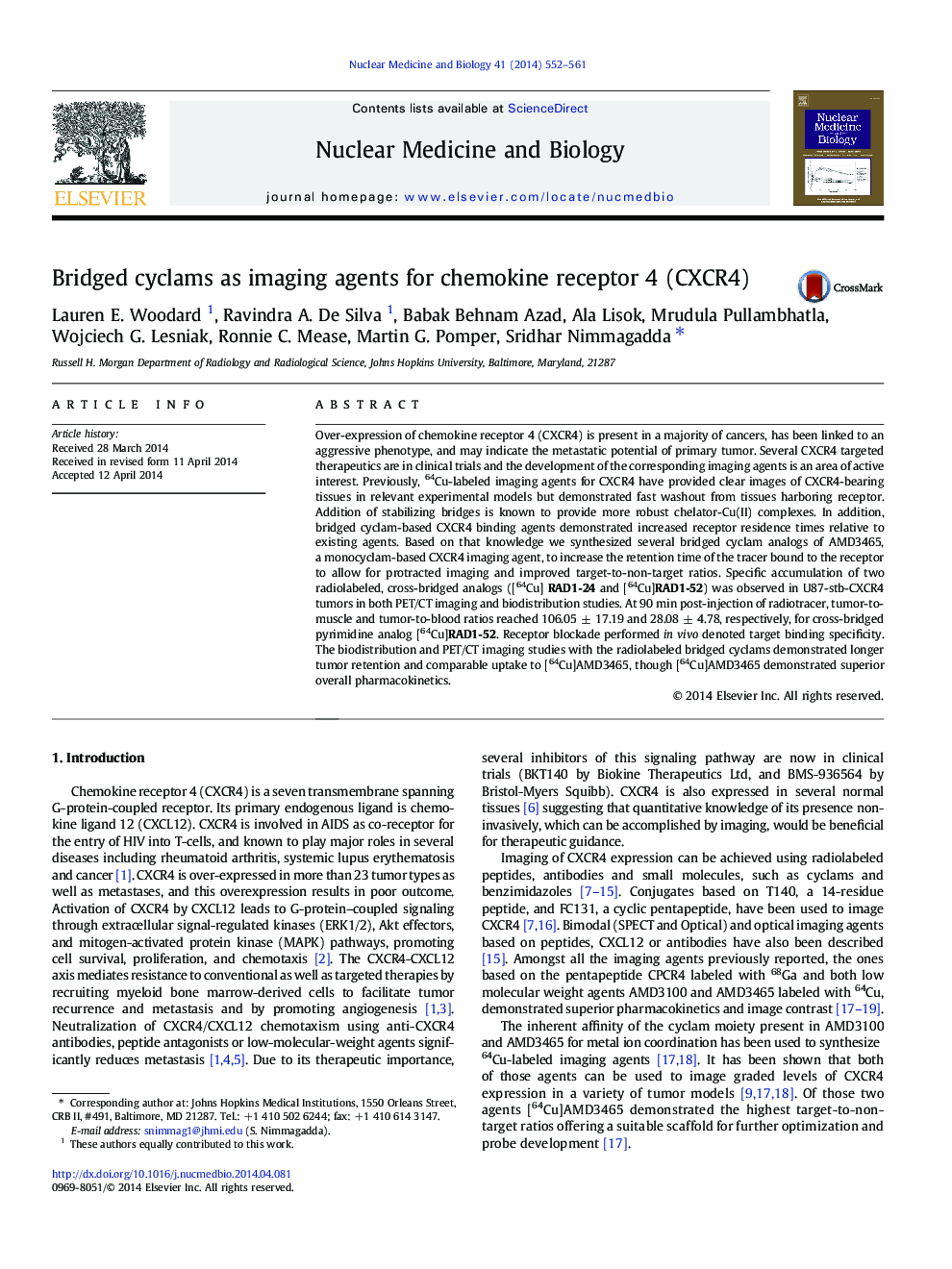 Bridged cyclams as imaging agents for chemokine receptor 4 (CXCR4)