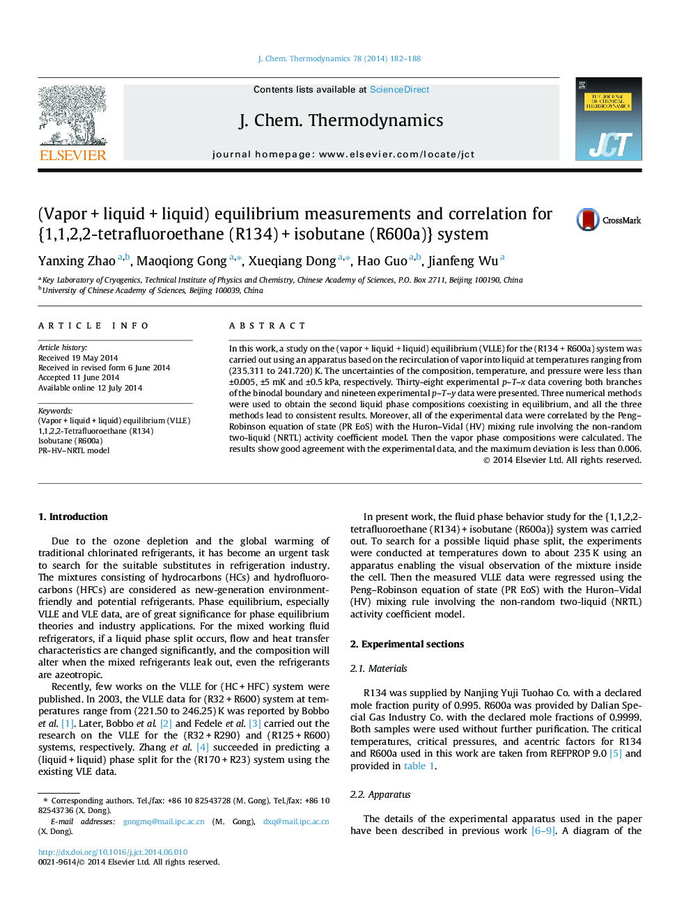 (Vapor + liquid + liquid) equilibrium measurements and correlation for {1,1,2,2-tetrafluoroethane (R134) + isobutane (R600a)} system