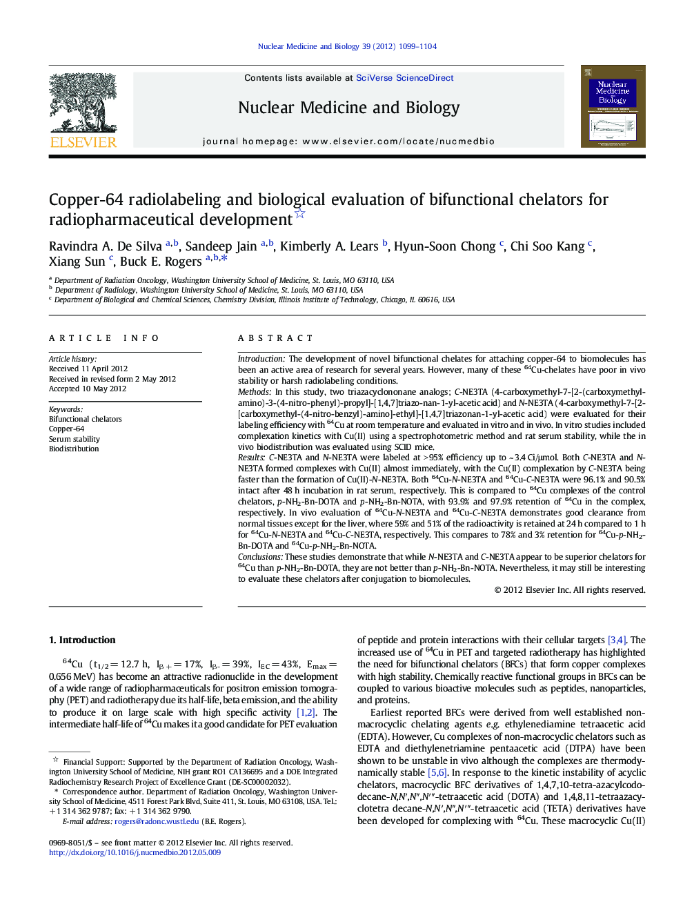 Copper-64 radiolabeling and biological evaluation of bifunctional chelators for radiopharmaceutical development 