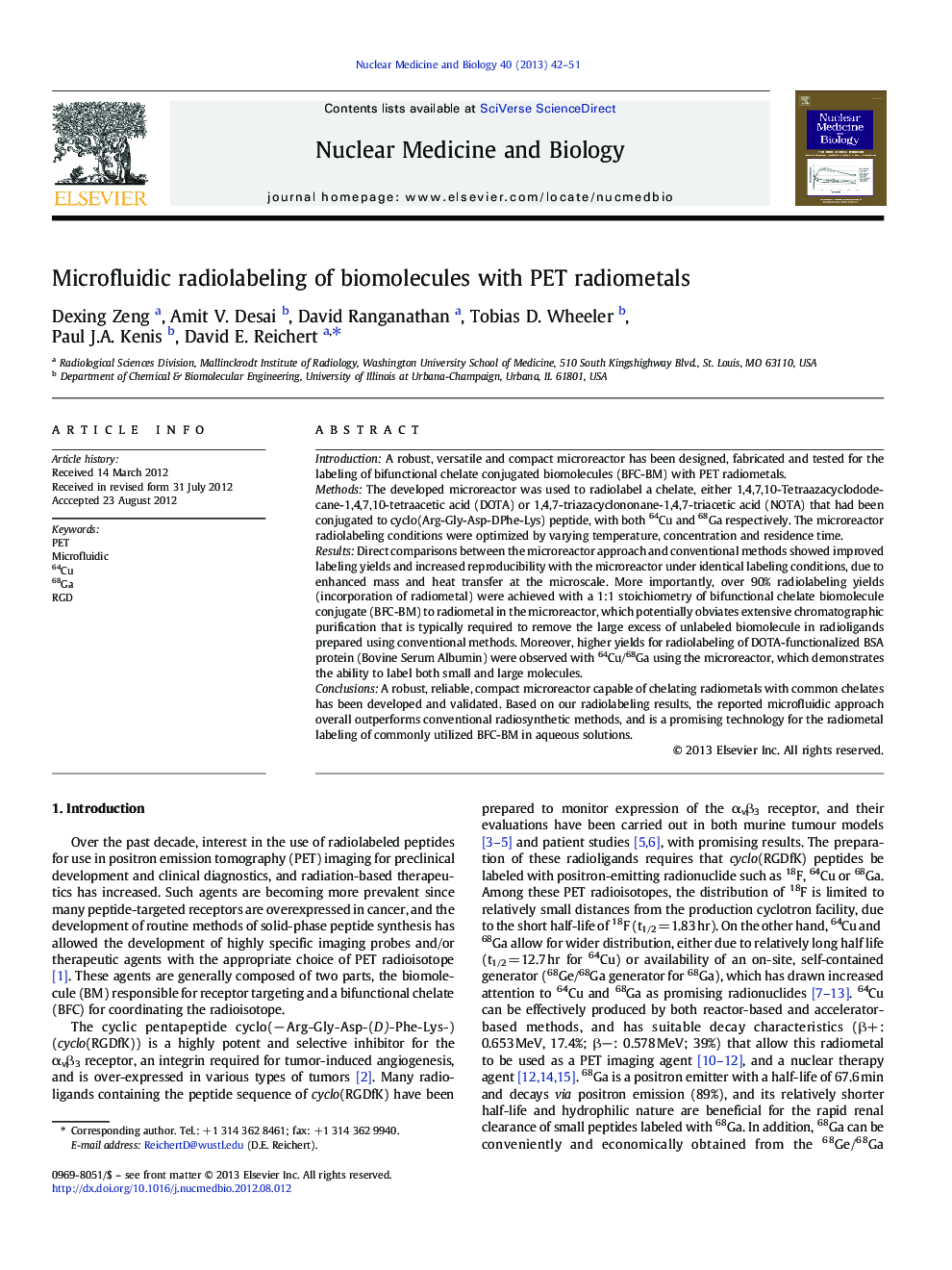 Microfluidic radiolabeling of biomolecules with PET radiometals