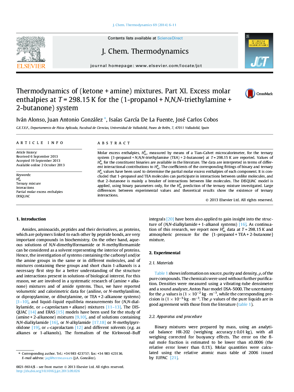 Thermodynamics of (ketone + amine) mixtures. Part XI. Excess molar enthalpies at T = 298.15 K for the (1-propanol + N,N,N-triethylamine + 2-butanone) system