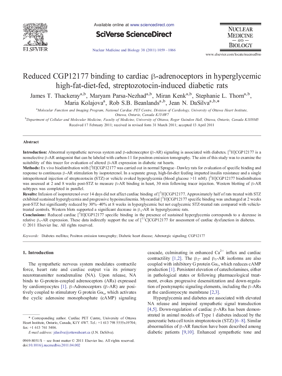 Reduced CGP12177 binding to cardiac β-adrenoceptors in hyperglycemic high-fat-diet-fed, streptozotocin-induced diabetic rats