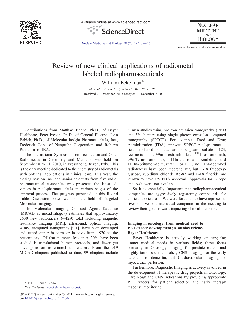 Review of new clinical applications of radiometal labeled radiopharmaceuticals