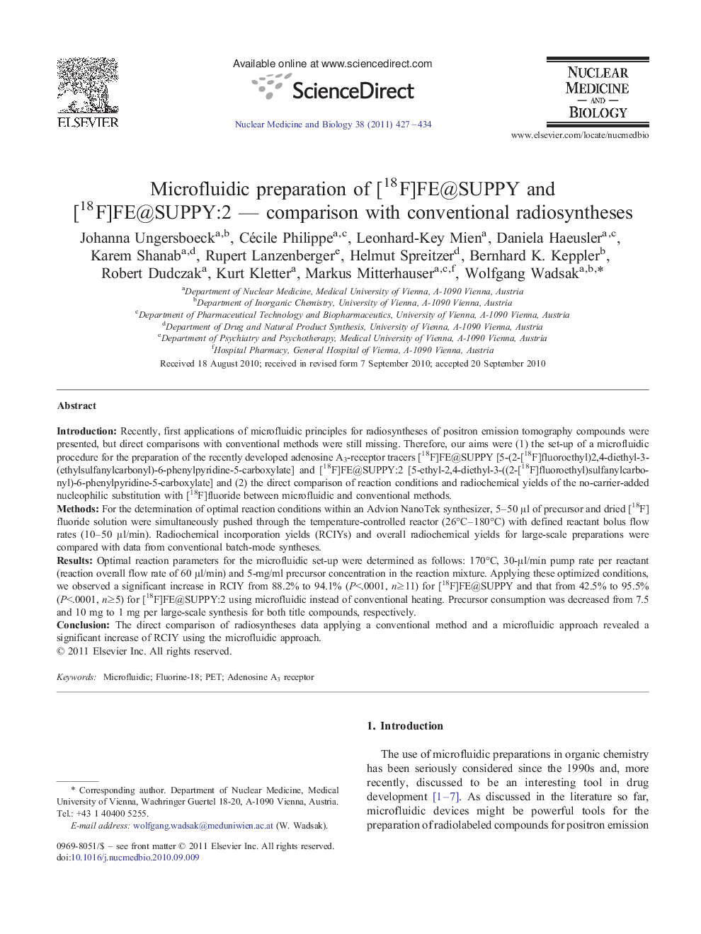 Microfluidic preparation of [18F]FE@SUPPY and [18F]FE@SUPPY:2 — comparison with conventional radiosyntheses