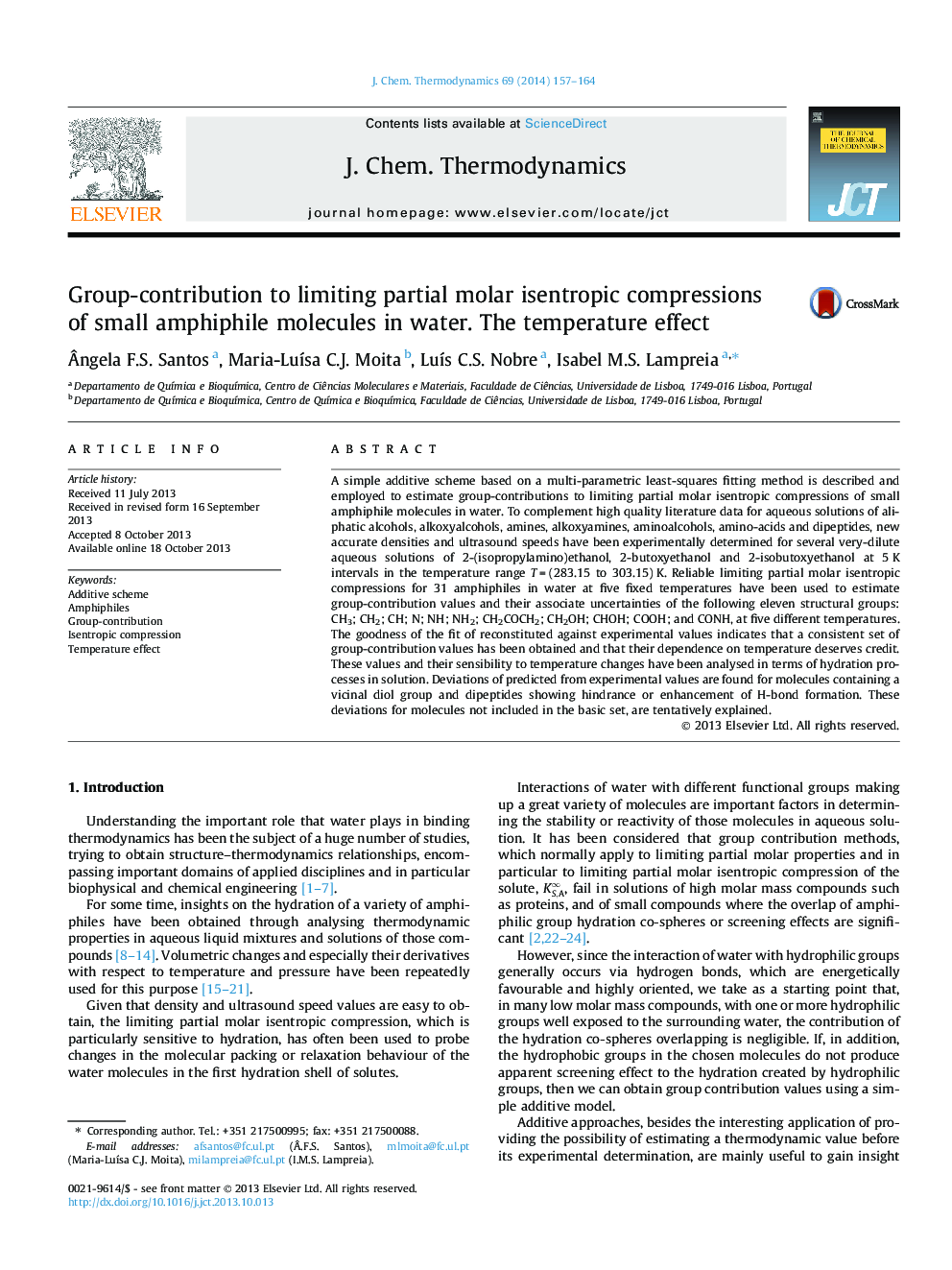 Group-contribution to limiting partial molar isentropic compressions of small amphiphile molecules in water. The temperature effect