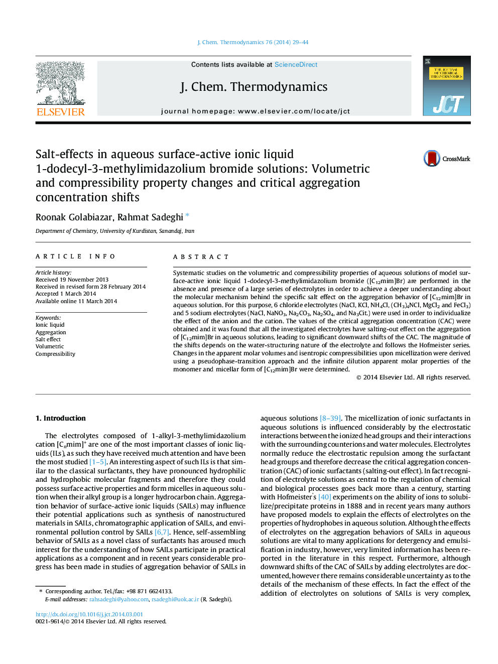 Salt-effects in aqueous surface-active ionic liquid 1-dodecyl-3-methylimidazolium bromide solutions: Volumetric and compressibility property changes and critical aggregation concentration shifts