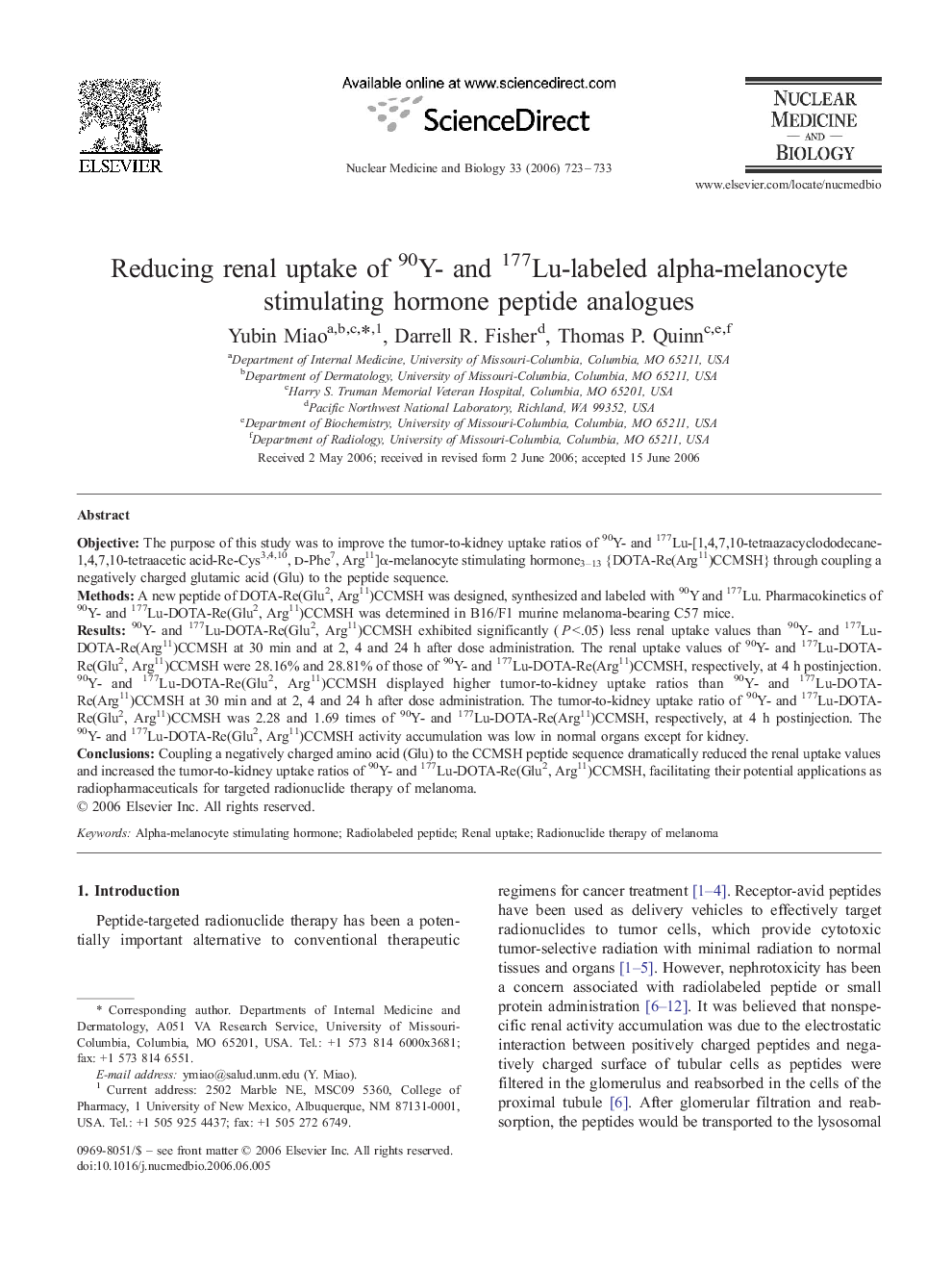 Reducing renal uptake of 90Y- and 177Lu-labeled alpha-melanocyte stimulating hormone peptide analogues