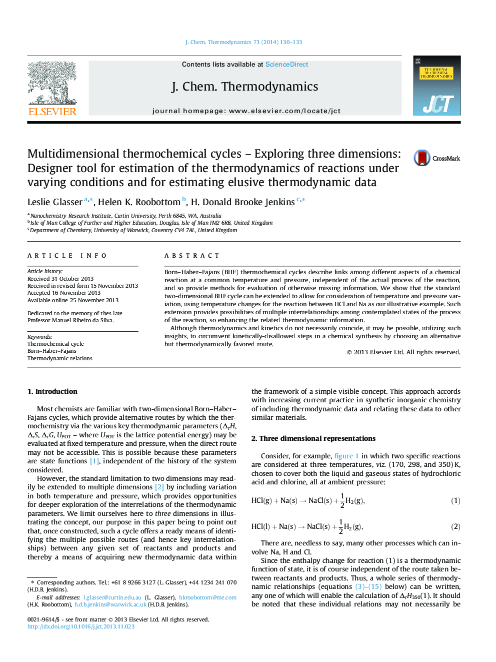 Multidimensional thermochemical cycles – Exploring three dimensions: Designer tool for estimation of the thermodynamics of reactions under varying conditions and for estimating elusive thermodynamic data