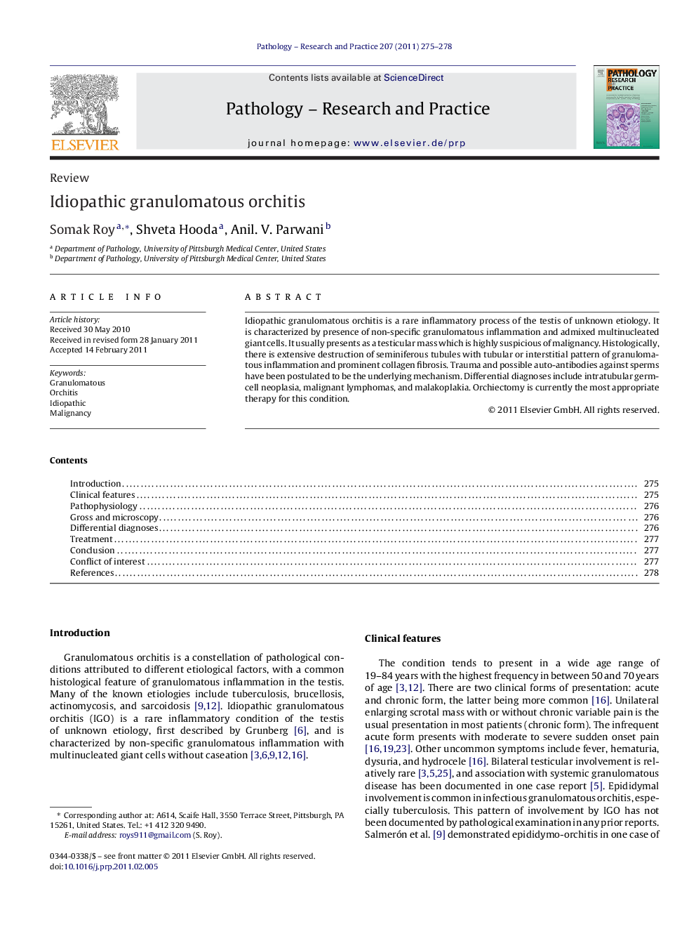 Idiopathic granulomatous orchitis