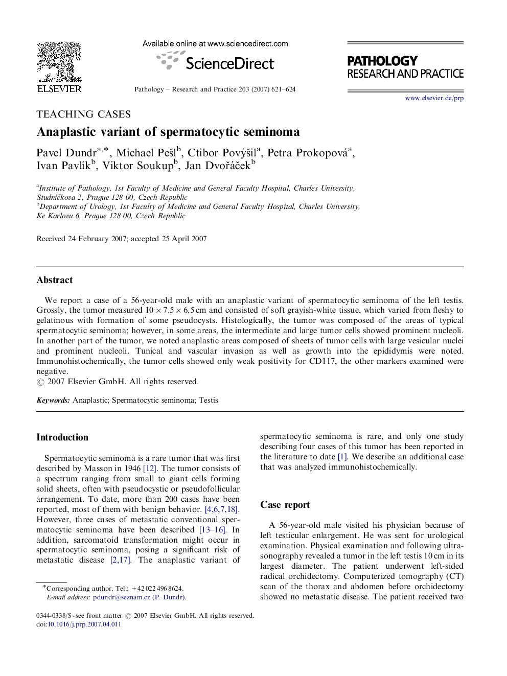 Anaplastic variant of spermatocytic seminoma