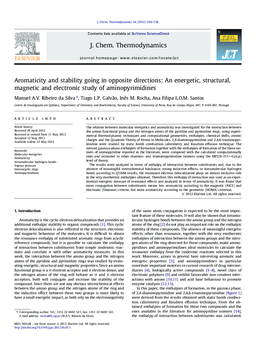 Aromaticity and stability going in opposite directions: An energetic, structural, magnetic and electronic study of aminopyrimidines