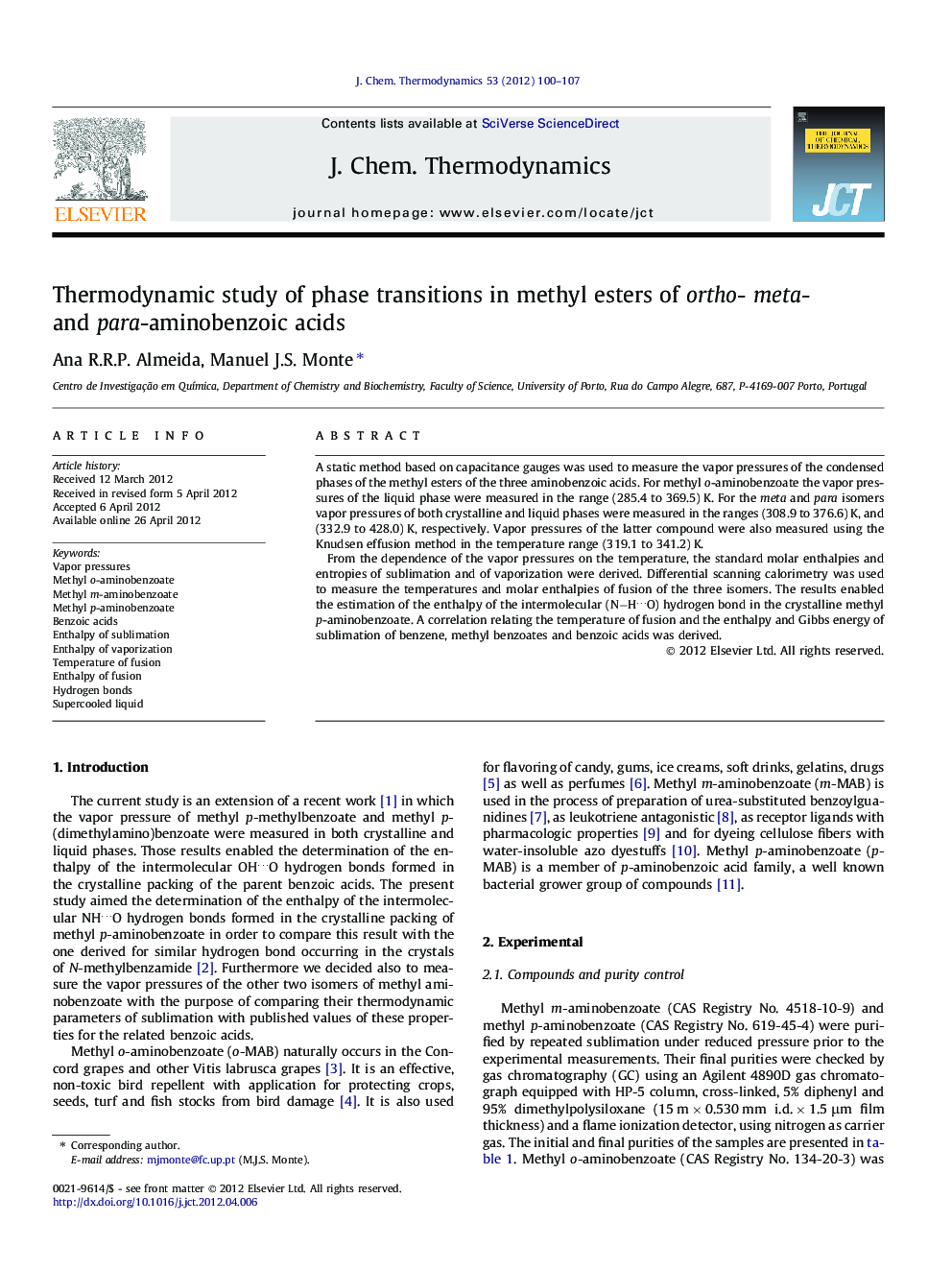 Thermodynamic study of phase transitions in methyl esters of ortho- meta- and para-aminobenzoic acids