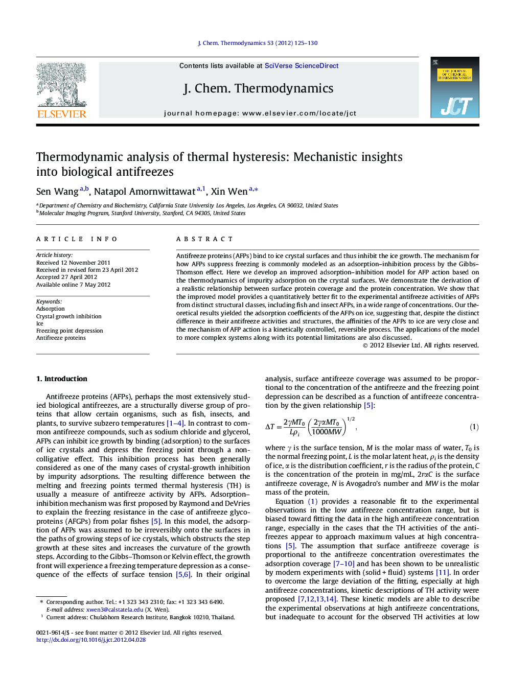 Thermodynamic analysis of thermal hysteresis: Mechanistic insights into biological antifreezes