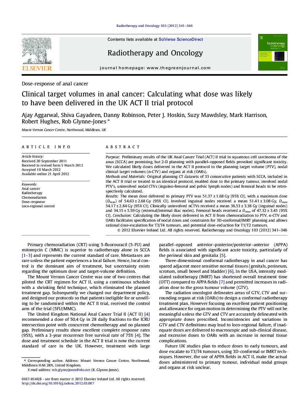 Clinical target volumes in anal cancer: Calculating what dose was likely to have been delivered in the UK ACT II trial protocol