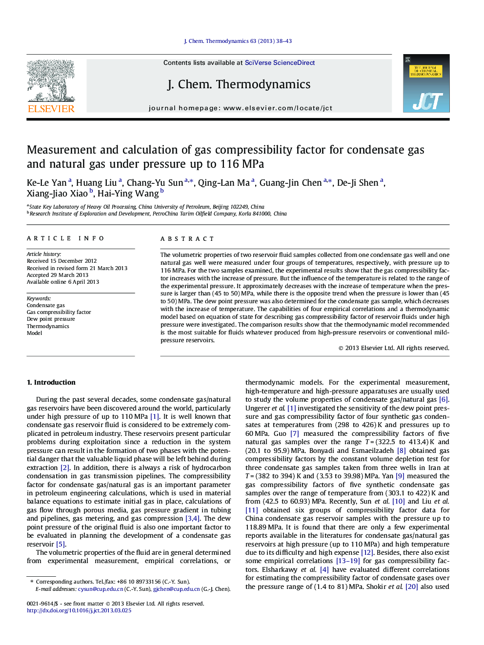 Measurement and calculation of gas compressibility factor for condensate gas and natural gas under pressure up to 116 MPa