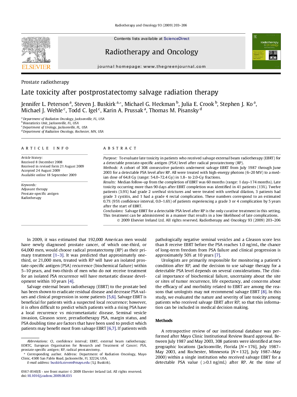 Late toxicity after postprostatectomy salvage radiation therapy