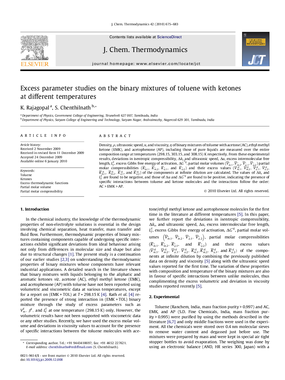 Excess parameter studies on the binary mixtures of toluene with ketones at different temperatures