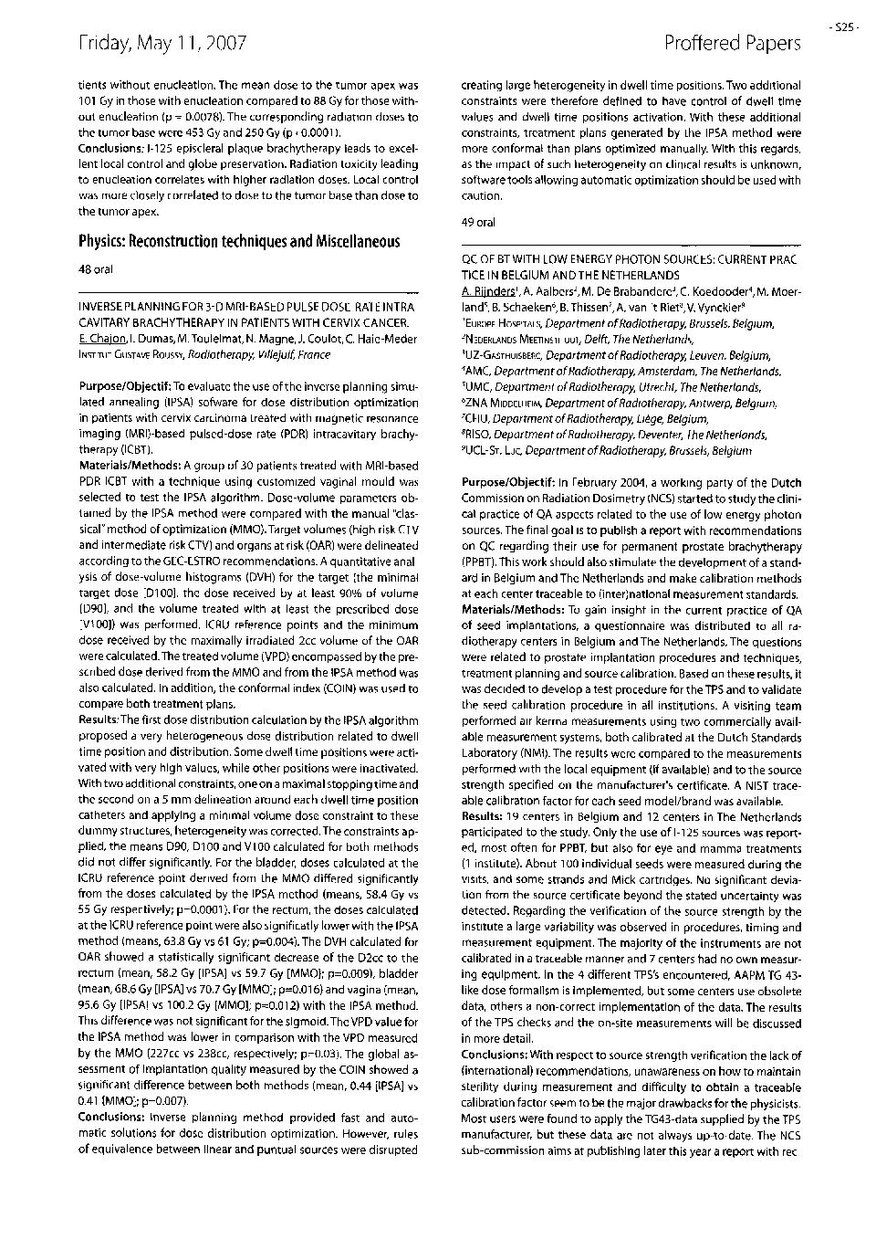 Physics: Reconstruction techniques and Miscellaneous