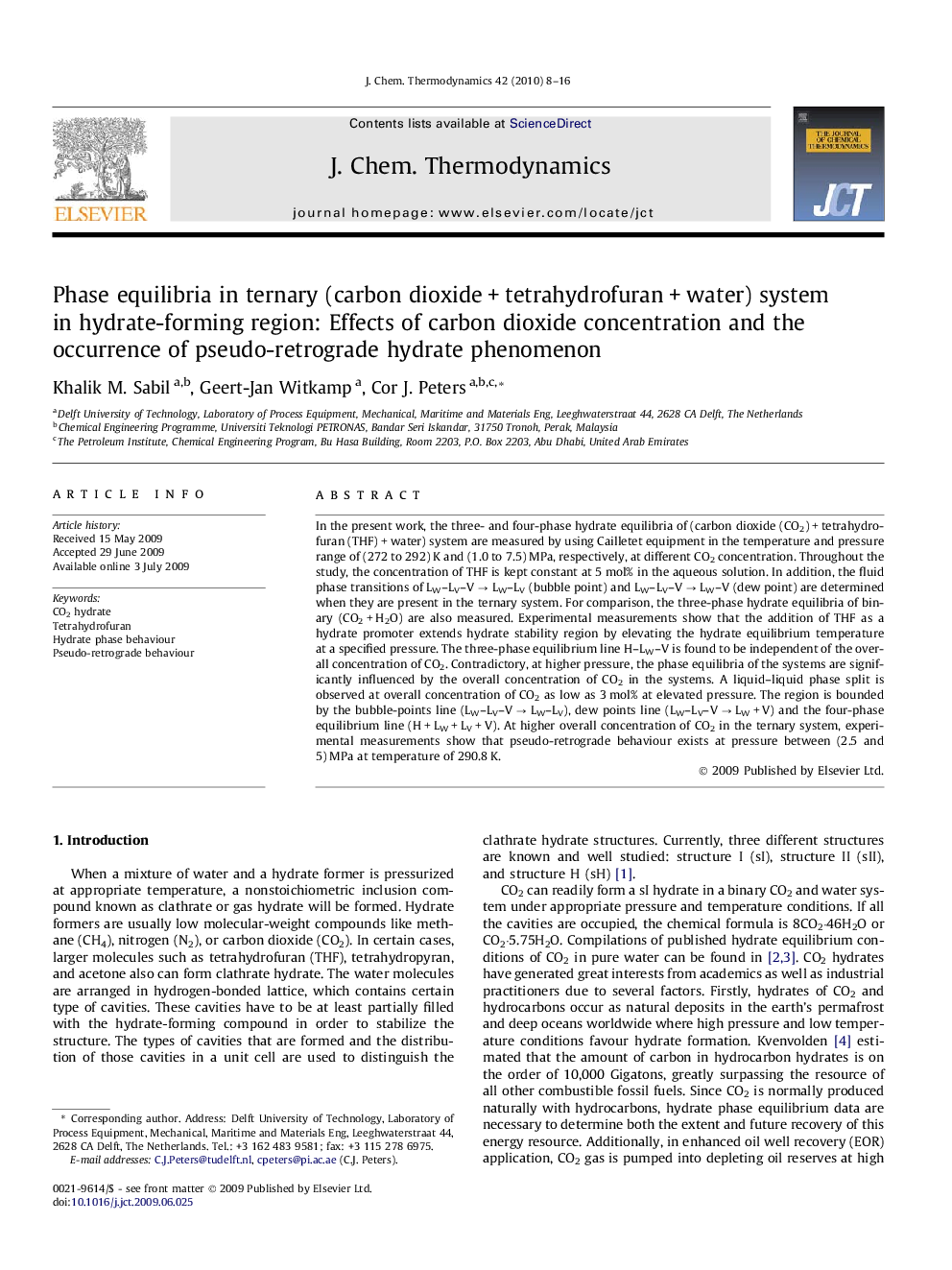 Phase equilibria in ternary (carbon dioxide + tetrahydrofuran + water) system in hydrate-forming region: Effects of carbon dioxide concentration and the occurrence of pseudo-retrograde hydrate phenomenon