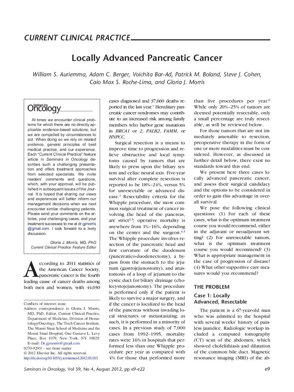 Locally Advanced Pancreatic Cancer