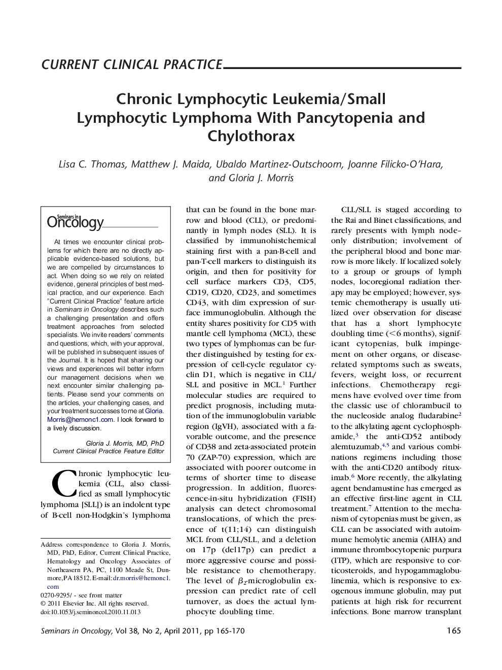 Chronic Lymphocytic Leukemia/Small Lymphocytic Lymphoma With Pancytopenia and Chylothorax