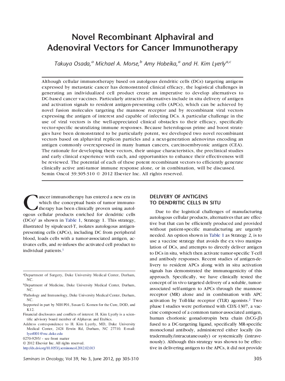 Novel Recombinant Alphaviral and Adenoviral Vectors for Cancer Immunotherapy