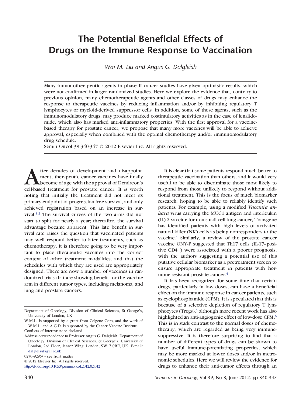 The Potential Beneficial Effects of Drugs on the Immune Response to Vaccination
