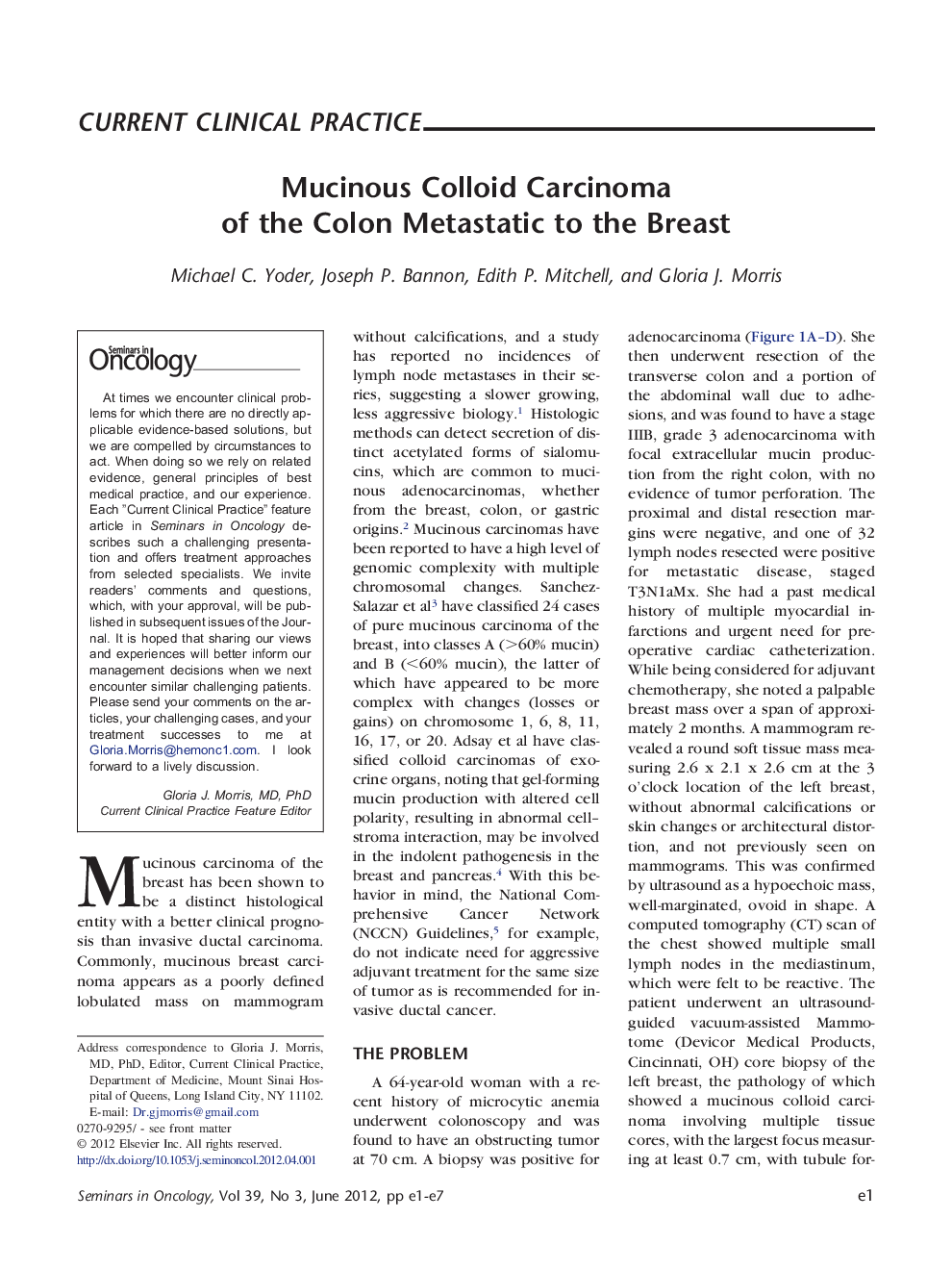 Mucinous Colloid Carcinoma of the Colon Metastatic to the Breast