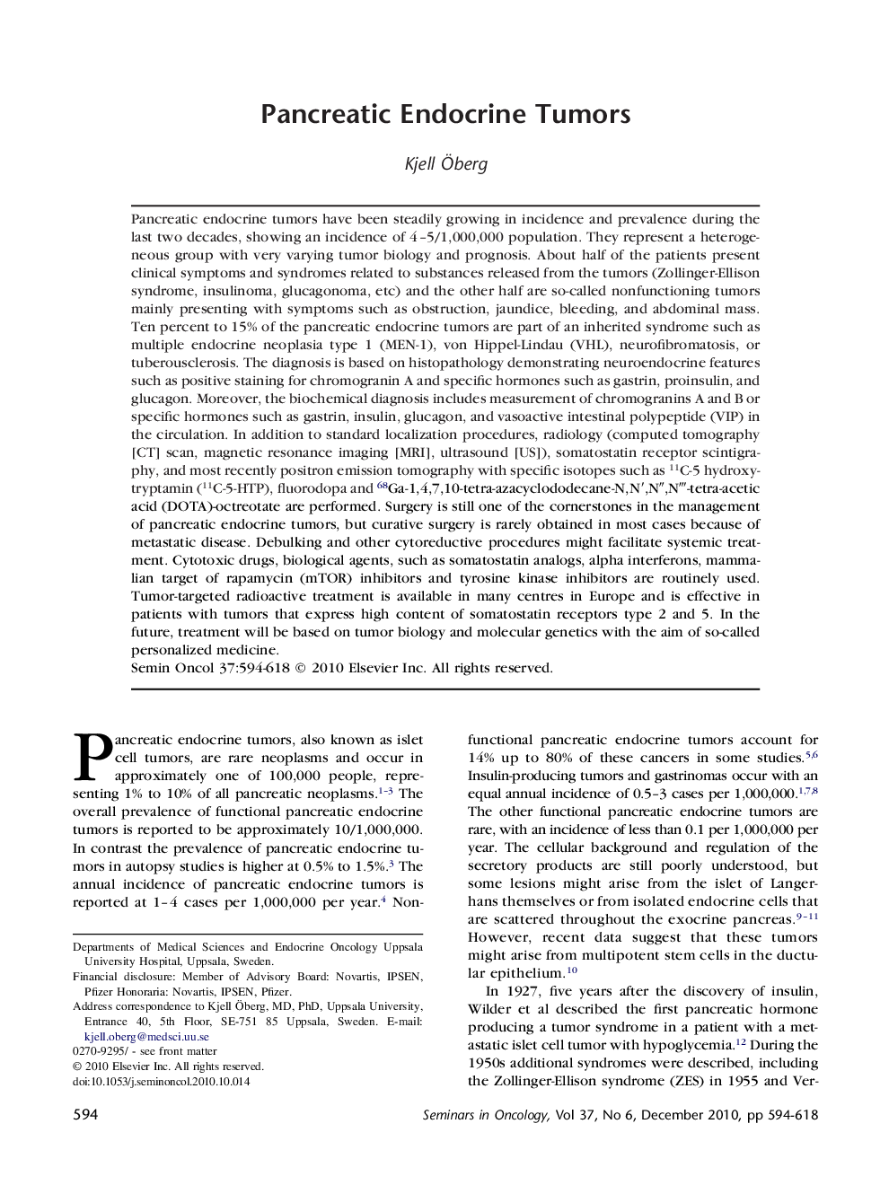 Pancreatic Endocrine Tumors