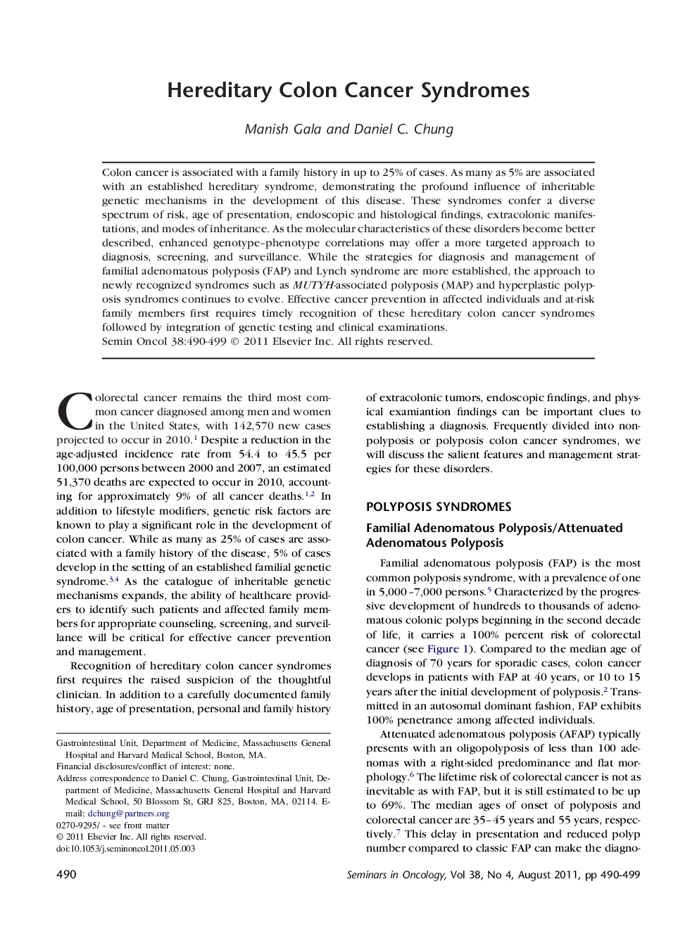 Hereditary Colon Cancer Syndromes