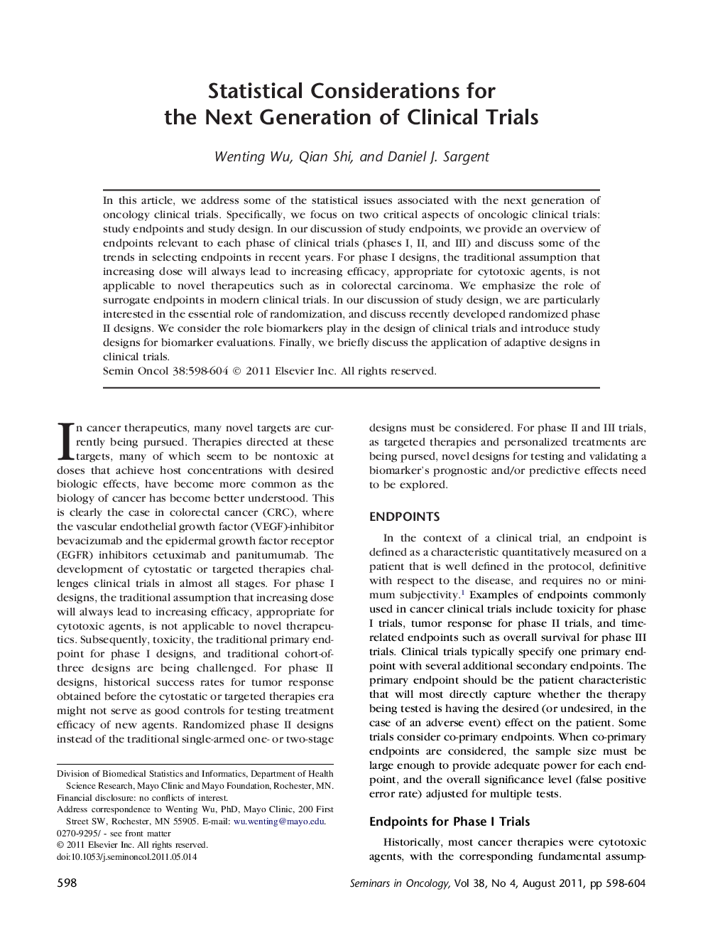 Statistical Considerations for the Next Generation of Clinical Trials