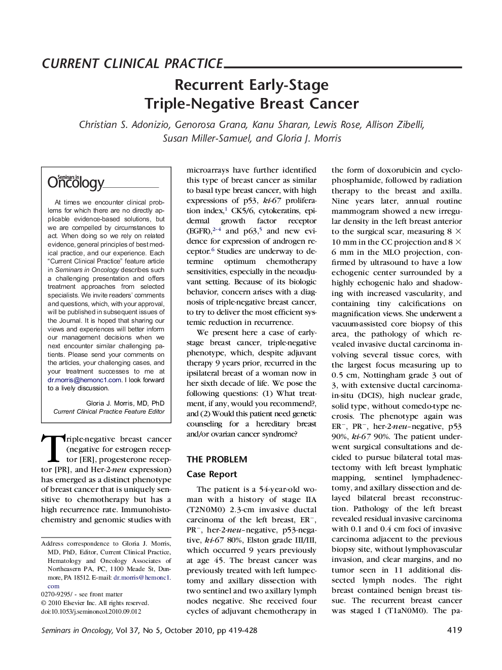 عکس صفحه اول مقاله: Recurrent Early-Stage Triple-Negative Breast Cancer Recurrent Early-Stage Triple-Negative Breast Cancer
