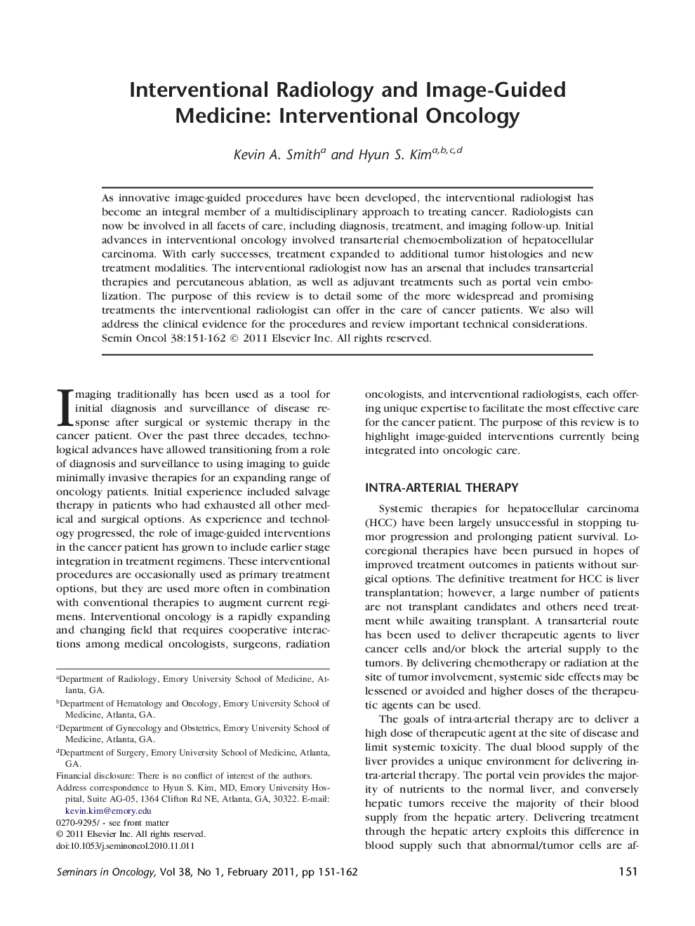 عکس صفحه اول مقاله: Interventional Radiology and Image-Guided Medicine: Interventional Oncology Interventional Radiology and Image-Guided Medicine: Interventional Oncology