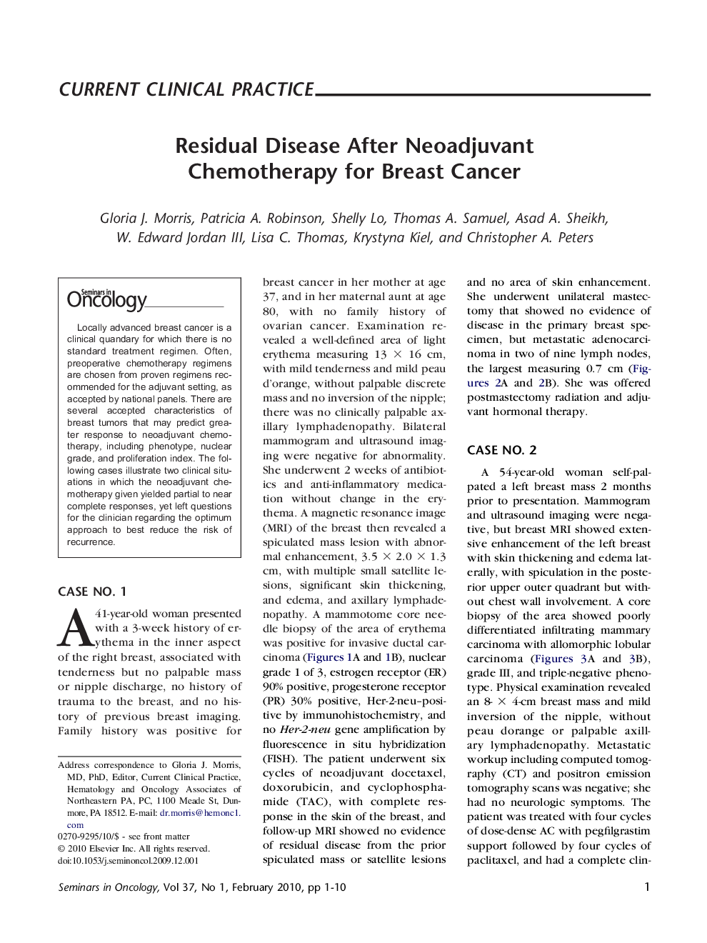 Residual Disease After Neoadjuvant Chemotherapy for Breast Cancer