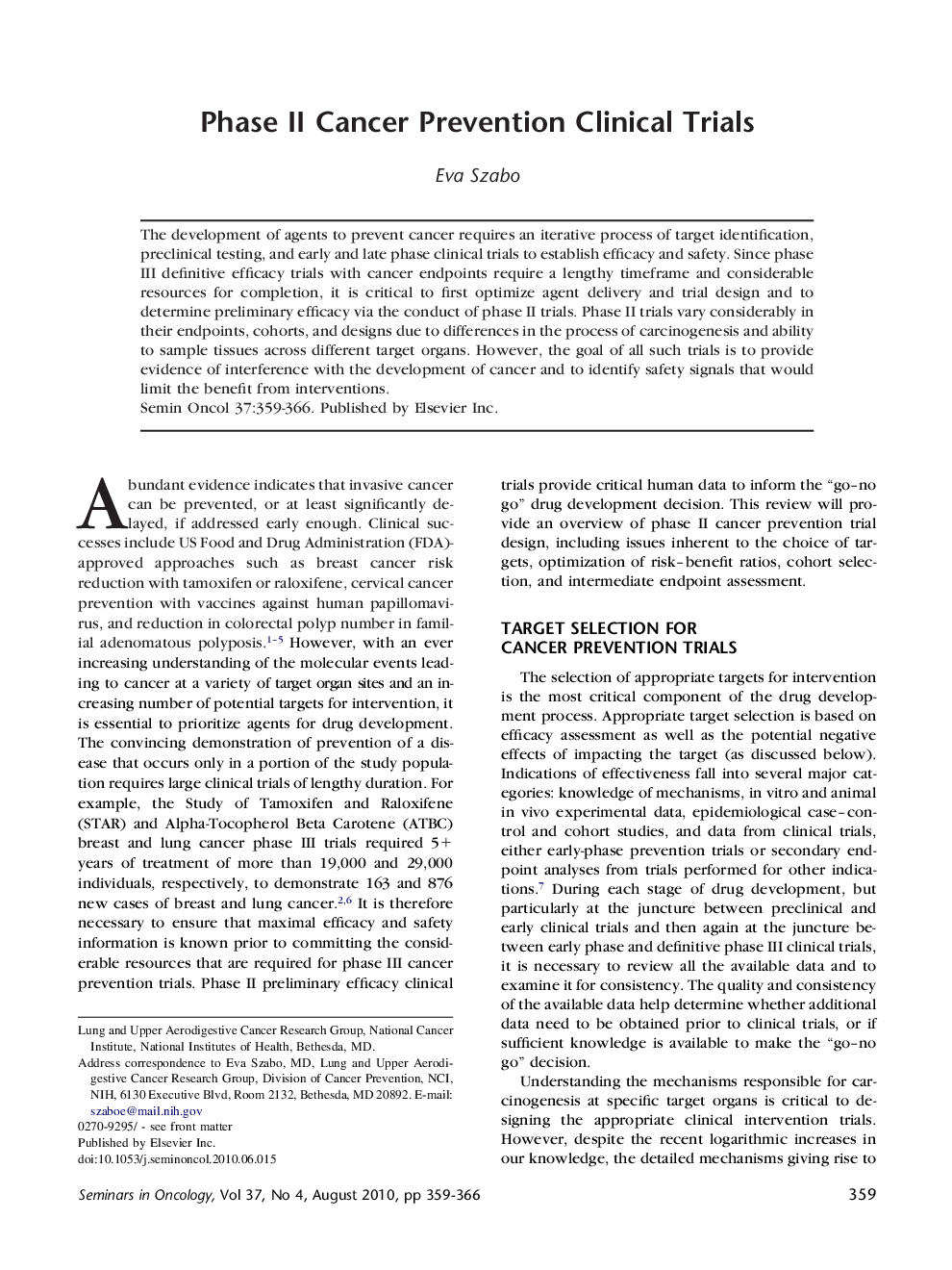 Phase II Cancer Prevention Clinical Trials