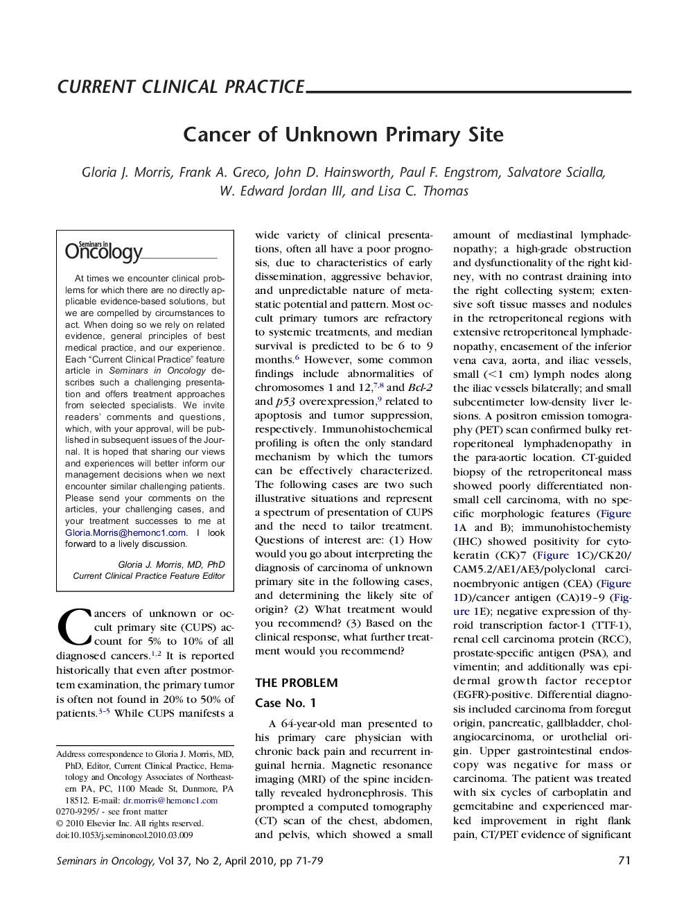 Cancer of Unknown Primary Site