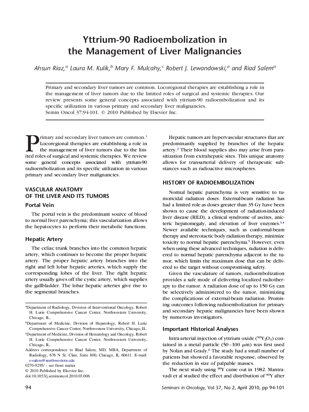 عکس صفحه اول مقاله: Yttrium-90 Radioembolization in the Management of Liver Malignancies Yttrium-90 Radioembolization in the Management of Liver Malignancies