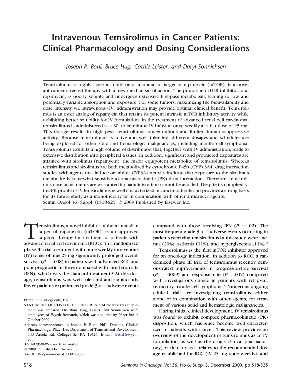 Intravenous Temsirolimus in Cancer Patients: Clinical Pharmacology and Dosing Considerations