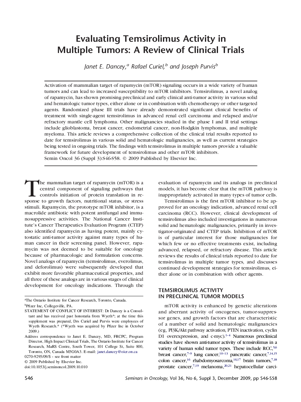 Evaluating Temsirolimus Activity in Multiple Tumors: A Review of Clinical Trials