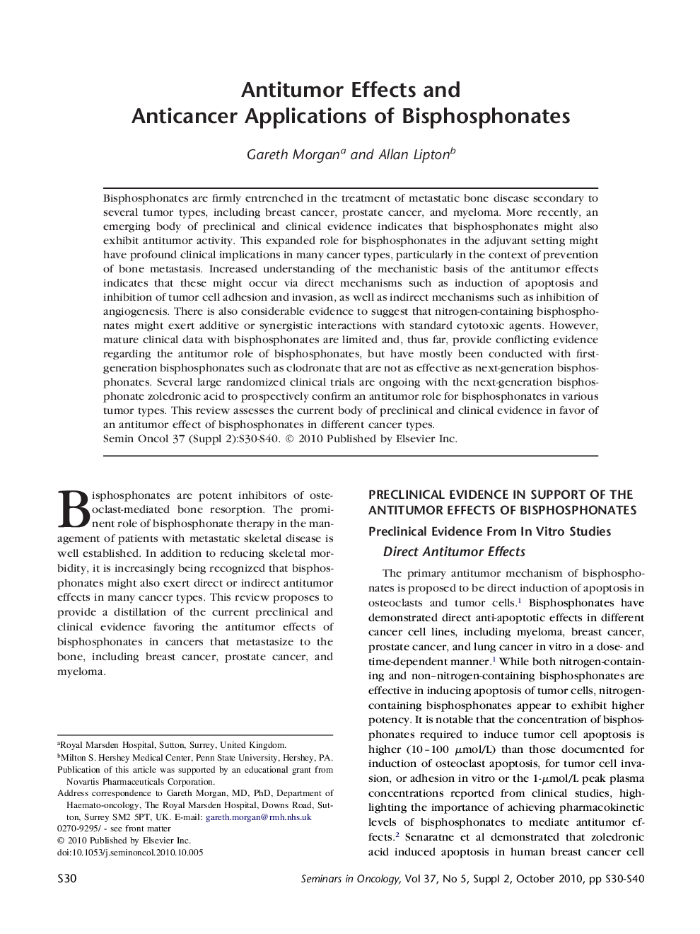 Antitumor Effects and Anticancer Applications of Bisphosphonates