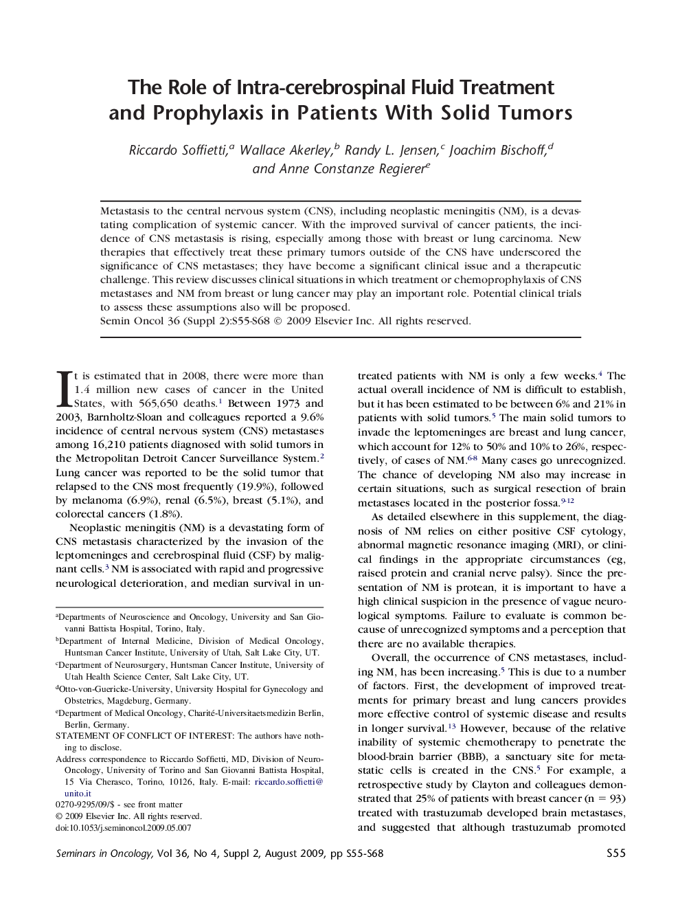 The Role of Intra-cerebrospinal Fluid Treatment and Prophylaxis in Patients With Solid Tumors