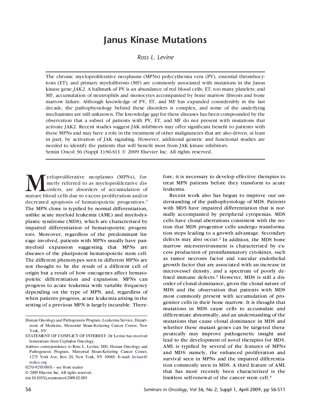 Janus Kinase Mutations