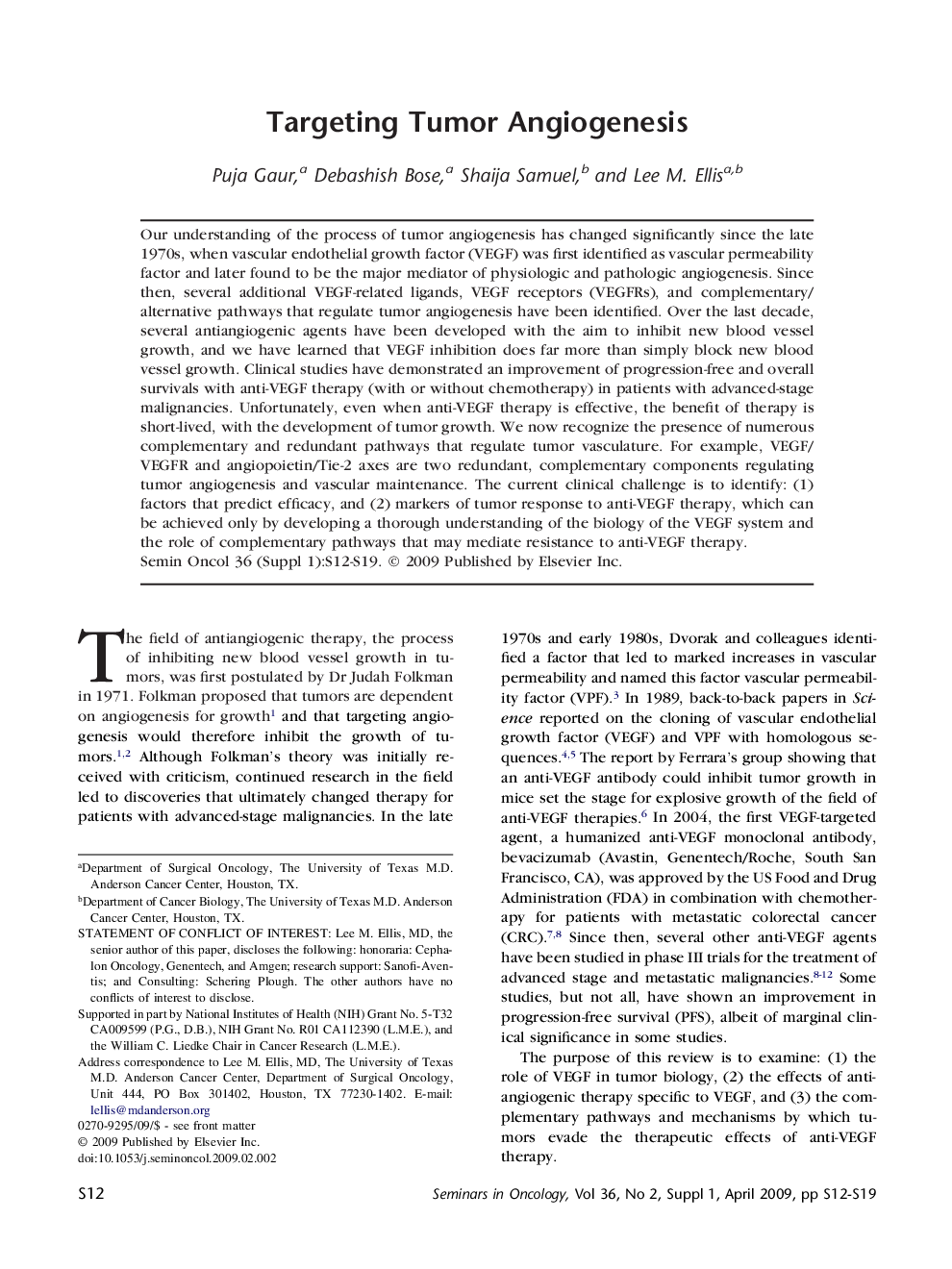 Targeting Tumor Angiogenesis